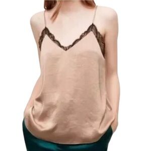 Little Moon | Aritzia Cream/Black Flowy Lace Camisole Tank Top Size Small